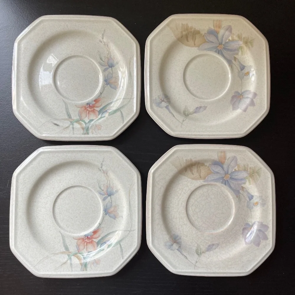Mikasa Melissa Set of 4 Saucer Plates Floral Casual Moods Vintage Japan